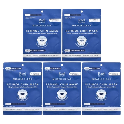 Rael, Miracle Clear, косметическая маска для подбородка с ретинолом, барьерный крем, набор из 10 предметов