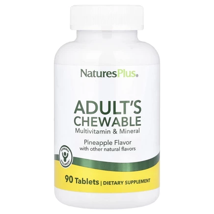 NaturesPlus, жевательные мультивитамины и минералы для взрослых, со вкусом ананаса, 90 таблеток