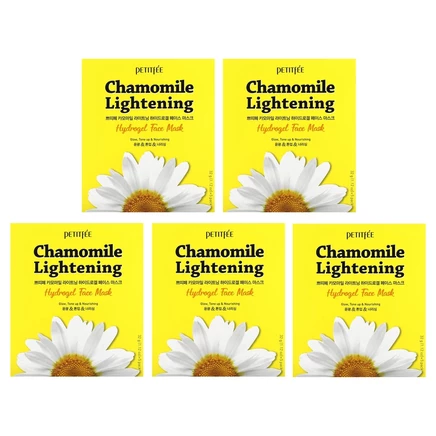Petitfee, Chamomile Lightening, гидрогелевые маски для лица, 5 шт. по 32 г (1,12 унции)