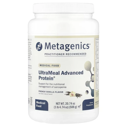 Metagenics, UltraMeal Advanced Protein, медицинское питание, французская ваниль, 588 г (1 фунт)