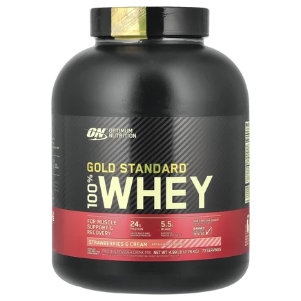 Optimum Nutrition, Gold Standard 100% Whey, сыворотка, клубника и сливки, 2,26 кг (4,98 фунта)