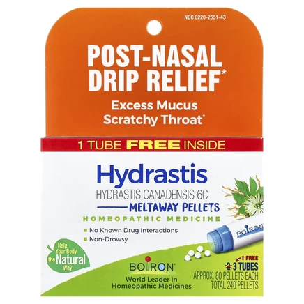 Boiron, Гранулы Hydrastis Meltaway, 3 тюбика, 80 гранул в каждом