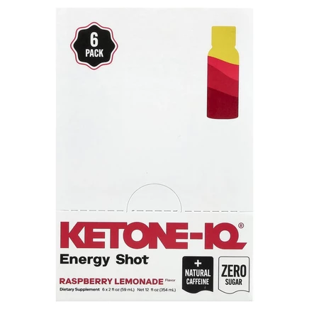 Ketone-IQ, Energy Shot, малиновый лимонад, 6 флаконов по 59 мл (2 жидк. унции)