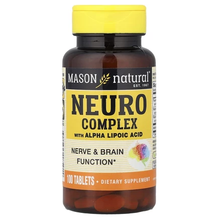 Mason Natural, комплекс для нервной системы с альфа-липоевой кислотой, 100 таблеток