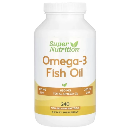 Super Nutrition, рыбий жир с омега-3, триглицерид Vivomega, 1000 мг, 240 рыбных капсул