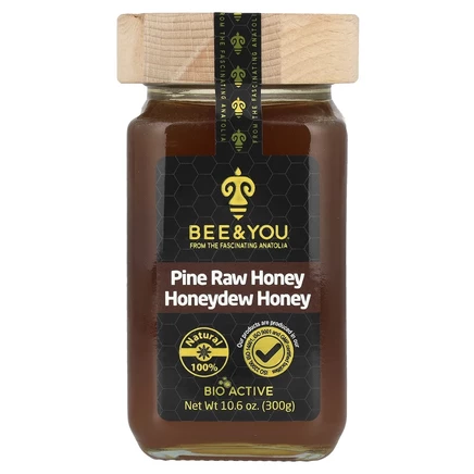 Bee & You, Pine Raw Honey, Honeydew Honey, 300 г (10,6 унции)