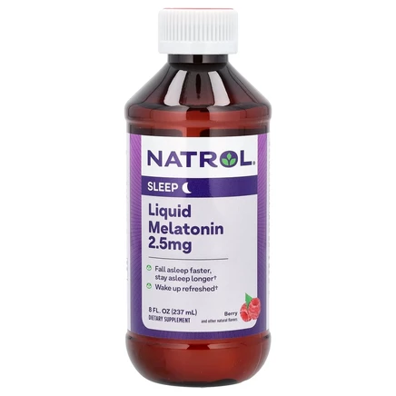Natrol, жидкий мелатонин, для сна, ягодный вкус, 2.5 мг, 237 мл (8 жидк. унций)