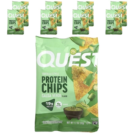 Quest Nutrition, Протеиновые чипсы по типу тортильи, сальса-верде, 8 пакетиков по 32 г (1,1 унции)