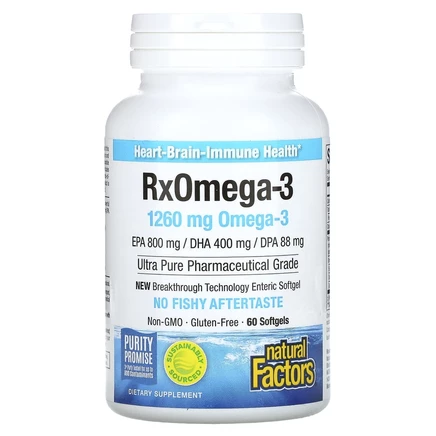 Natural Factors, RxOmega-3, 1260 мг, 60 капсул (630 мг в 1 капсуле)