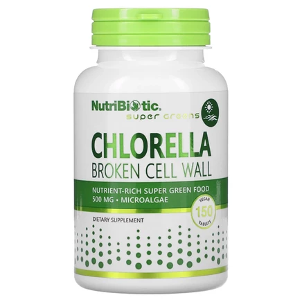 NutriBiotic, Super Greens, хлорелла, 500 мг, 150 веганских таблеток
