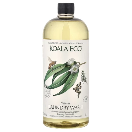 Koala Eco, натуральное средство для стирки, эфирное масло эвкалипта и розмарина с ароматом австралийского лимона, 1 л (33,8 жидк. унции)