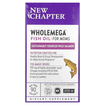New Chapter, Wholemega, рыбий жир для здоровья мам, 90 мягких таблеток