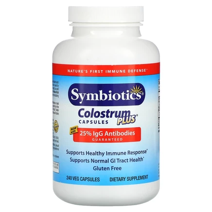 Symbiotics, Colostrum Plus, молозиво, 240 вегетарианских капсул