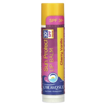 Stream2Sea, Бальзам для губ Sun Protect, SPF 30+, вишневая ваниль, 4 г (0,15 унции)