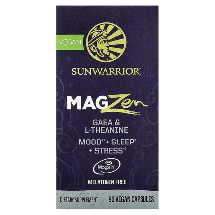 Sunwarrior, MagZen, ГАМК и L-теанин, 90 веганских капсул