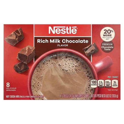 Nestle Hot Cocoa Mix, молочный шоколад, 8 конфет, 24,2 г (0,85 унции)