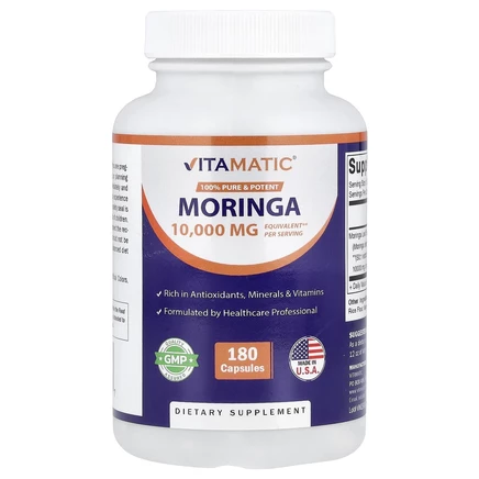 Vitamatic, моринга, 10 000 мг, 180 капсул