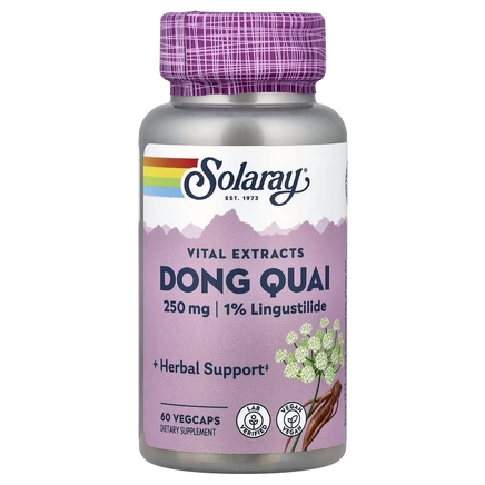 Solaray, Vital Extracts, Dong Quai, 250 мг, 60 растительных капсул