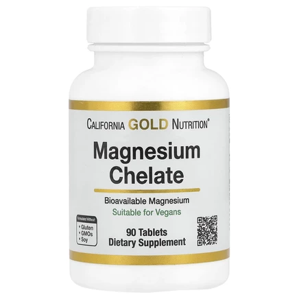 California Gold Nutrition, хелат магния, 210 мг, 90 таблеток (105 мг в 1 таблетке)