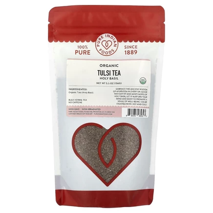 Pure Indian Foods, Органический чай тулси, священный базилик, 156 г (5,5 унции)