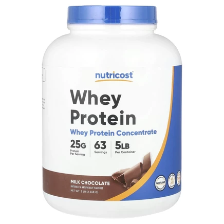 Nutricost, концентрат сывороточного протеина, со вкусом молочного шоколада, 2268 г (5 фунтов)