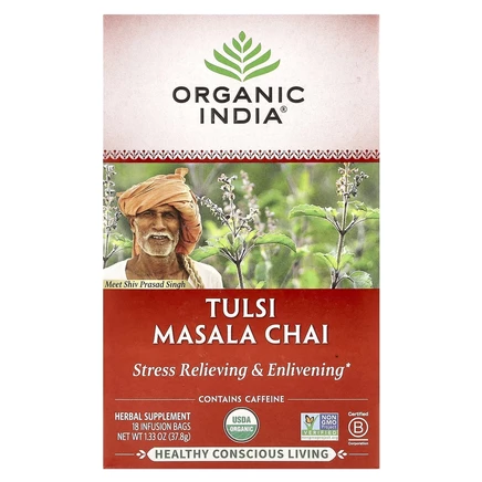 Organic India, чай масала с тулси, 18 пакетиков, 37,8 г (1,33 унции)