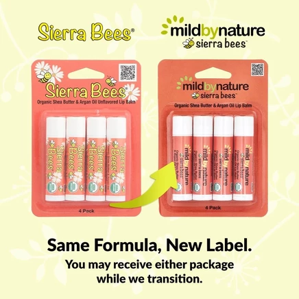 Mild By Nature, Sierra Bees™, органические бальзамы для губ, масло ши и аргановое масло, 4 шт. в упаковке, 4,25 г (0,15 унции)