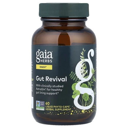 Gaia Herbs, Gut Revival, средство для восстановления кишечника, 60 веганских капсул с фитокапсулами