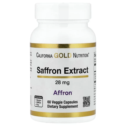 California Gold Nutrition, экстракт шафрана, с экстрактом Affron, 28 мг, 60 растительных капсул