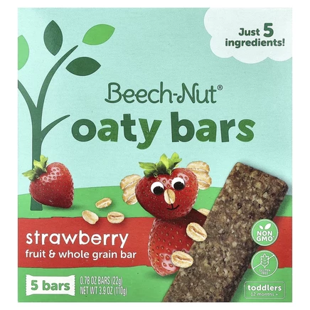 Beech-Nut, Naturals, Fruity Oat Bars, овсяные батончики с фруктами, для детей от 12 месяцев, клубника, 5 батончиков по 22 г (0,78 унции)