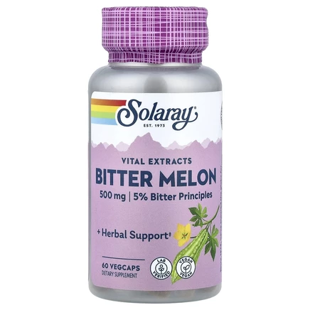 Solaray, Vital Extracts, горькая дыня, 500 мг, 60 растительных капсул