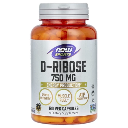 NOW Foods, Sports, D-рибоза, 750 мг, 120 растительных капсул (125 мг в 1 капсуле)