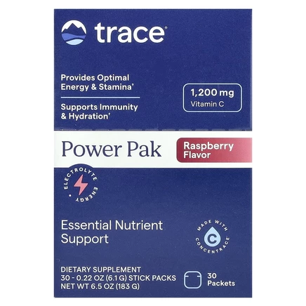Trace Minerals ®, Electrolyte Stamina PowerPak, малиновый, 30 пакетиков по 5,1 г (0,18 унции)