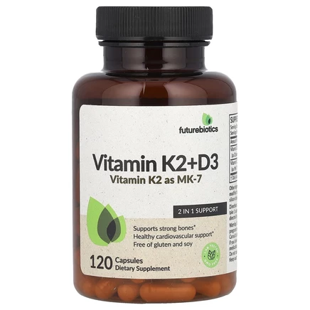Futurebiotics, витамины K2 + D3 с витамином K2 в виде MK-7, 120 капсул