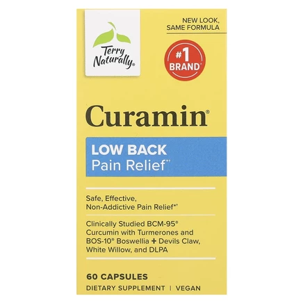 Terry Naturally, Curamin, средство для боли в пояснице, 60 капсул