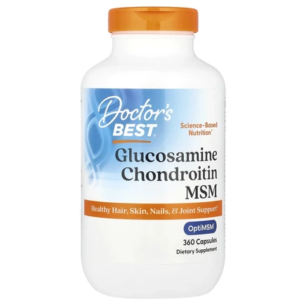 Doctor's Best, глюкозамин, хондроитин и МСМ с OptiMSM, 360 вегетарианских капсул