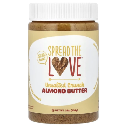 Spread The Love, Миндальная паста, хрустящая несоленая, 454 г (16 унций)