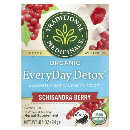 Traditional Medicinals, Organic EveryDay Detox, без кофеина, лимонник, 16 чайных пакетиков в упаковке, 24 г (0,85 унции)