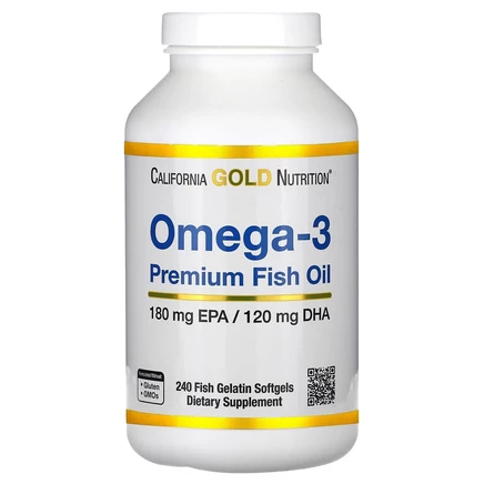 California Gold Nutrition, омега-3, рыбий жир премиального качества, 240 капсул из рыбьего желатина