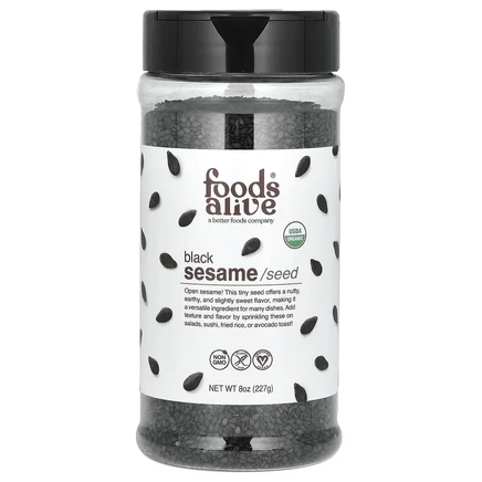Foods Alive, Органический шейкер для семян черного кунжута, 227 г (8 унций)