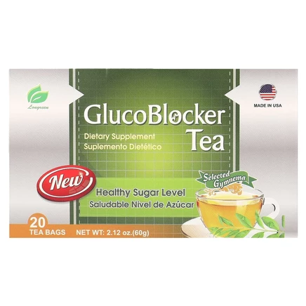 Longreen, GlucoBalance Tea, отборная джимнема, 20 чайных пакетиков, 60 г (2,12 унции)