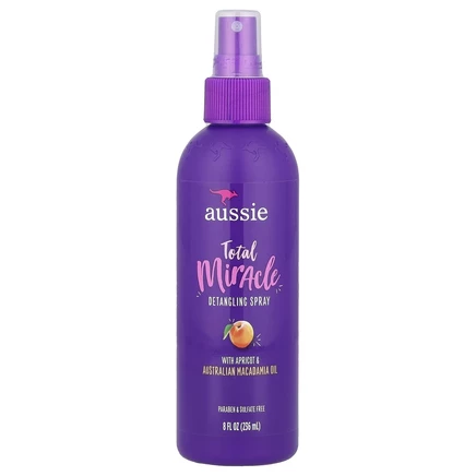 Aussie, Total Miracle спрей для распутывания волос с маслом абрикоса и австралийской макадамии, 236 мл (8 жидк. Унций)