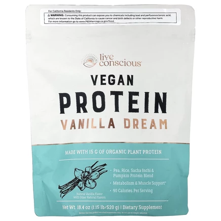 Live Conscious, Vegan Protein, Vanilla Dream, 520 г (1,15 фунта)