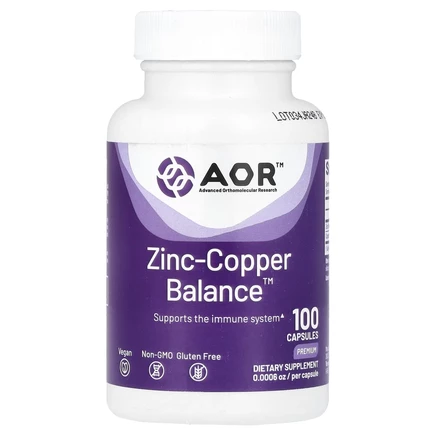 Advanced Orthomolecular Research AOR, Zinc-Copper Balance, 100 вегетарианских капсул