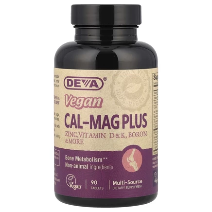 Deva, Cal-Mag Plus, веганская добавка премиального качества, 90 таблеток