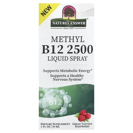 Nature's Answer, Methyl B12 2500, жидкий спрей, малина, 30 мл (1 жидк. Унция)