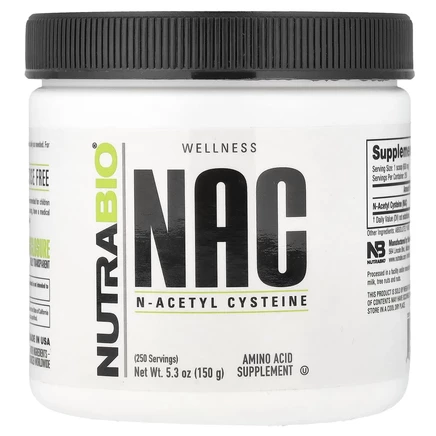 NutraBio, NAC, N-ацетилцистеин, 150 г (5,3 унции)