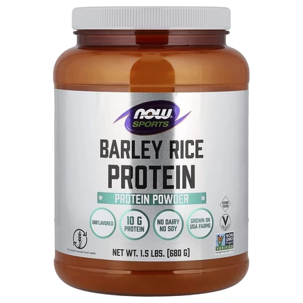 NOW Foods, Sports, протеиновый порошок из ячменя и риса, без добавок, 680 г (1,5 фунта)