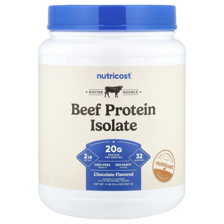 Nutricost, изолят говяжьего протеина, со вкусом шоколада, 907 г (2 фунта)