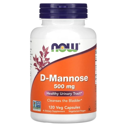 NOW Foods, D-манноза, 500 мг, 120 вегетарианских капсул